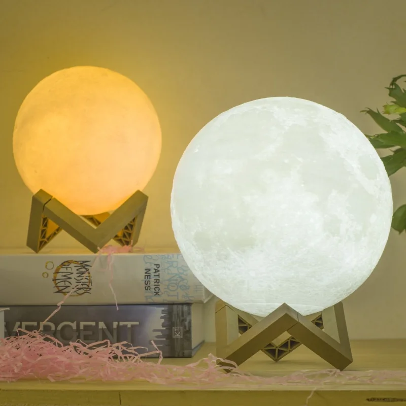 Drop Shipping 12 cm With 3 Colors 3D Led Magical USB Charge Mini Battery Powered Moon Night Light Moonlight