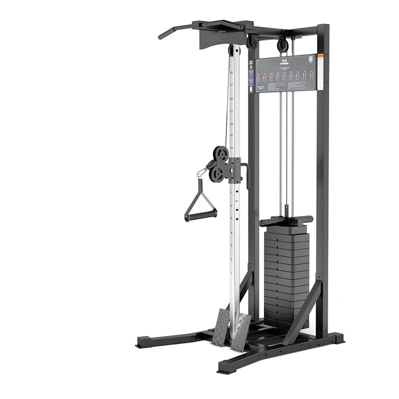 Commercial LAT Pull Down Machine - Multi-Function Single Station Gym Rack with High-Low Pulley, Rowing, and Chest Fly
