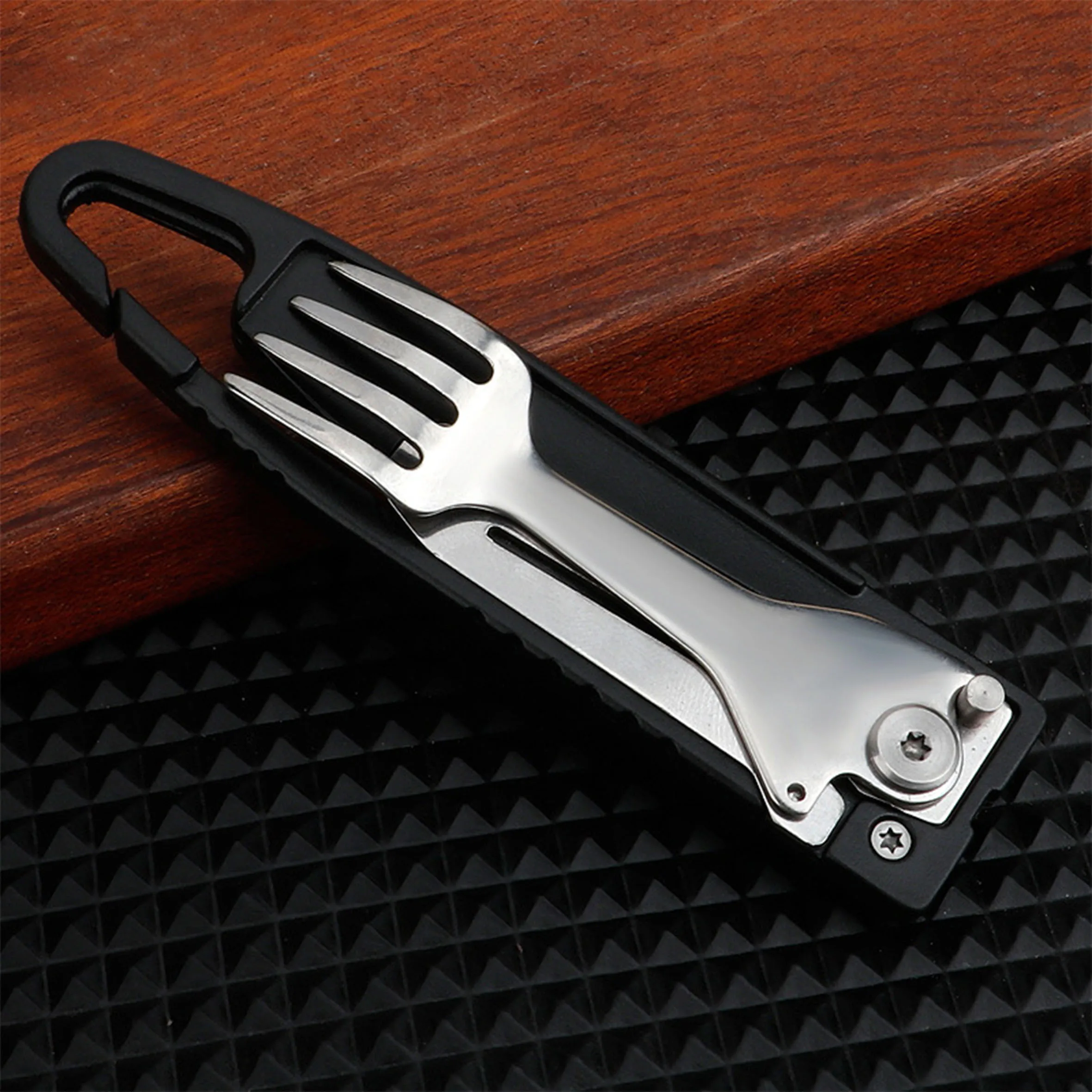 Portable Stainless,Steel Outdoor Tableware Camping Folding Spoon Soup Ladle Cooking Utensils/