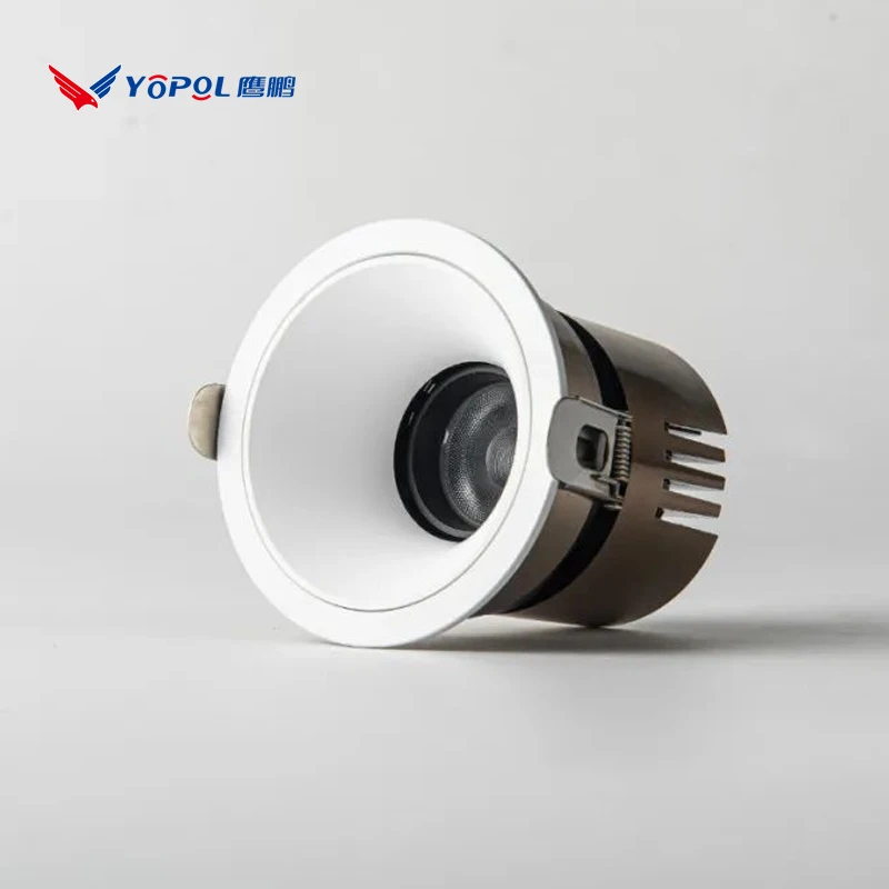 Adjustable Round Downlight 12W Commercial Down Light  Dimmable Ceiling 15W Recessed Hotel Anti-Glare COB LED Downlight