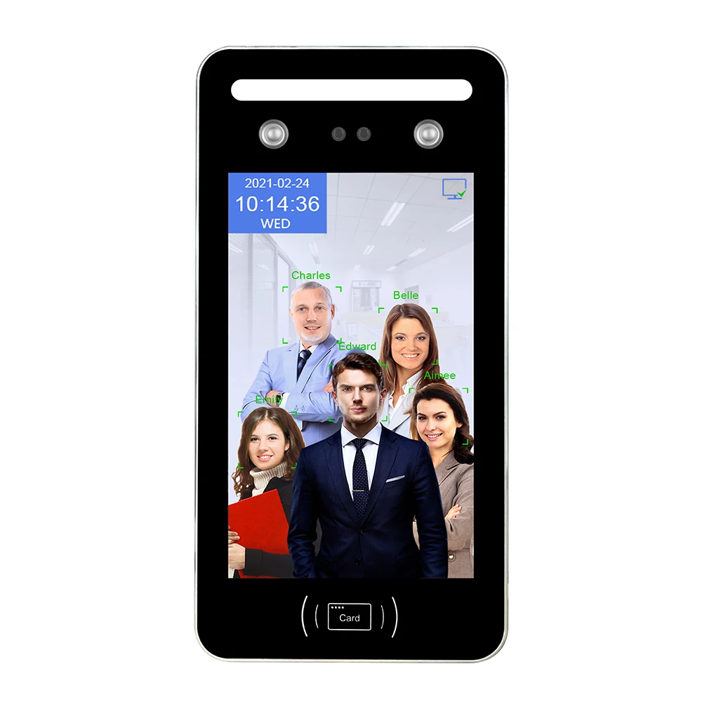 8 дюймов IPS экран Биометрические посещаемость времени с функцией распознавания лиц дверной видеоглазок замок контроля доступа по отпечаткам