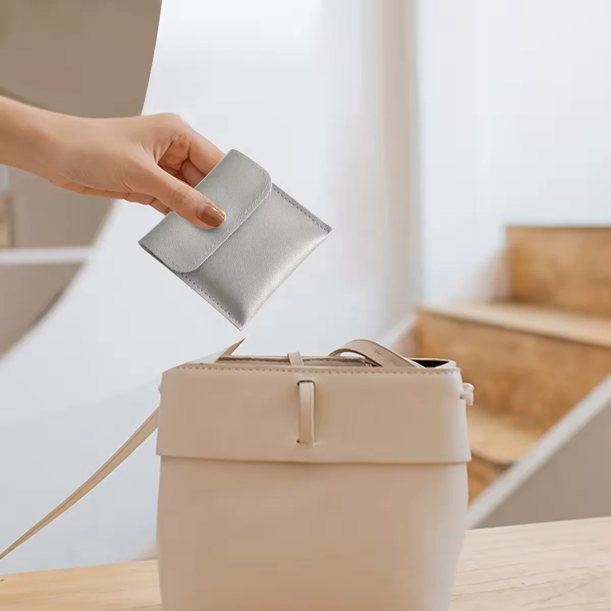 no logo Gift PU Bag PU Leather Jewelry Pouch Bag Necklace Ring Bracelet Packaging PU leather button Pouch