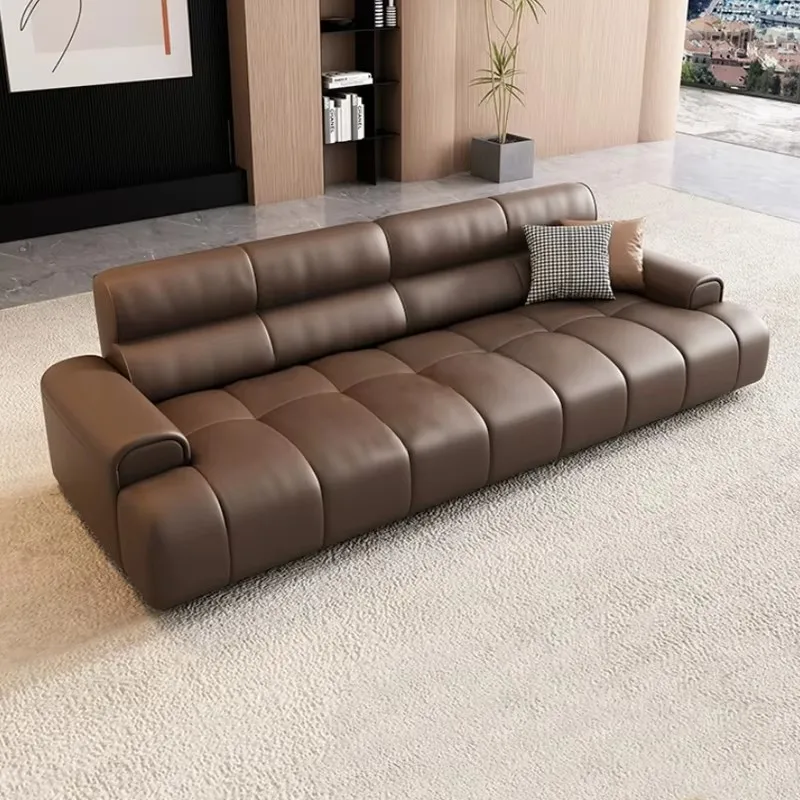Sofa Set Luxury Home Furniture Italian Leather Brown Fabric 3 Seater Sofas