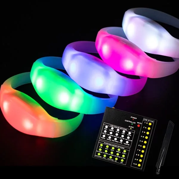 RB Custom Print Concert LED Flashing DMX Control Programmable Remote Controlled LED Bracelet Festival Flash