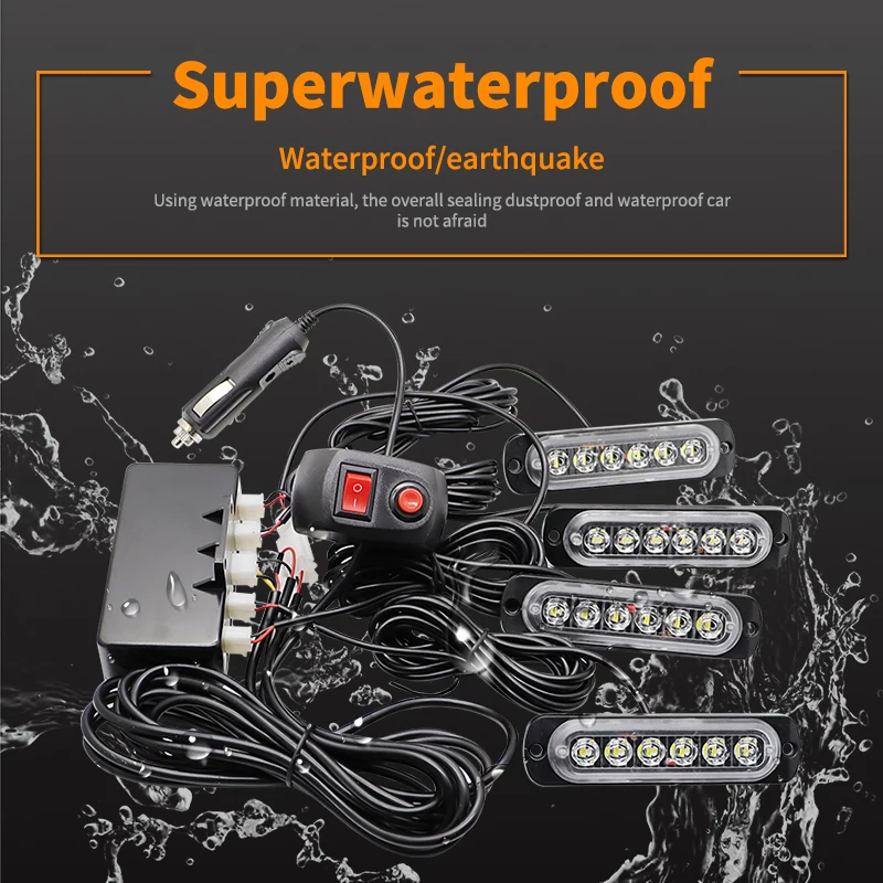 Hearxin Universal 6 LED High Quality Ultra-Thin Emergency Light For Car Warning Flashing Emergency Light Strobe LED Lamp 12/24V