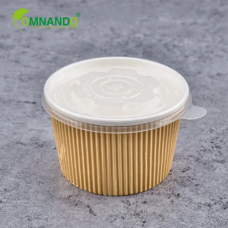 new style kraft paper corrugated soup cups for thickening hot and cold food disposable kraft paper soup cups