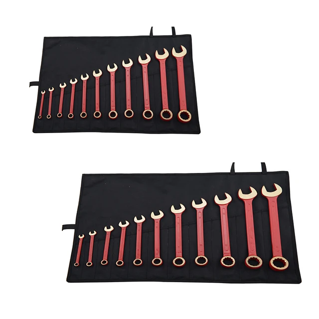 Non sparking Al-Cu or Be-Cu 11pcs combination spanner wrench set