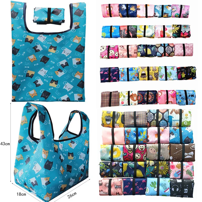 Dynamics Eco Friendly Cute Prints Durable Lightweight Grocery Shopping Bag foldable nylon bag for Produce Market Groceries