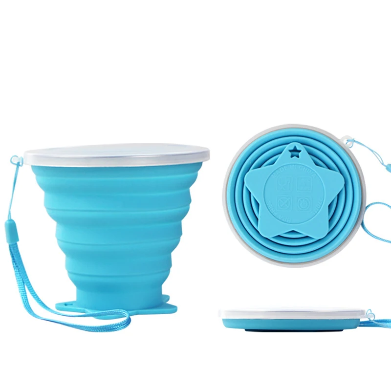 Outdoor Travel BPA Free Kids Children Silicone 270ML Sports Camping Collapsible Coffee Milk Foldable Water Bottle Foldable Cups