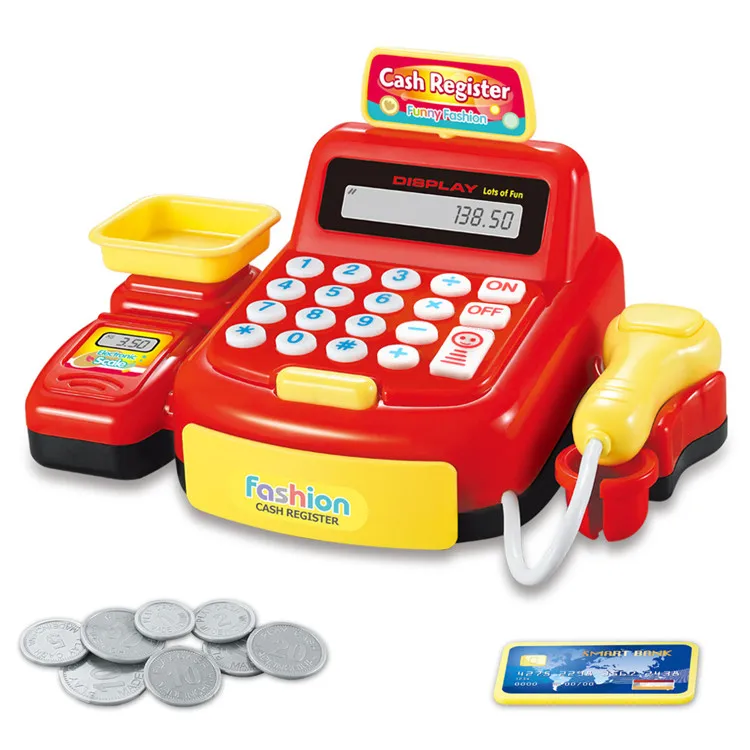 Cashier Toys Shopping Pretend Play Money Machine Supermarket Cash Register Toy for Kids