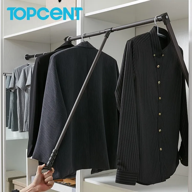 Topcent Closet Organizer System Pull Down Wardrobe Lift Clothesline Pole Cloakroom Hanger Rod