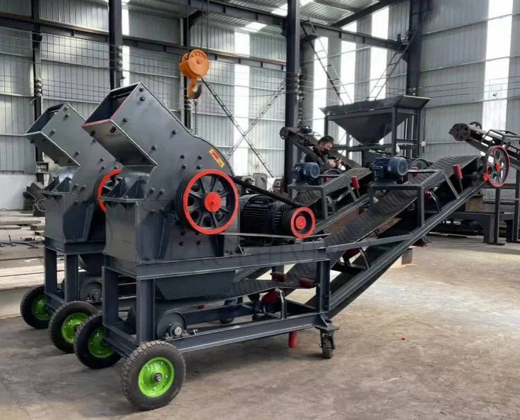 High Efficiency Gold Ore Hammer Mill Concrete Construction Waste Hammer Crusher With Conveyor Belt