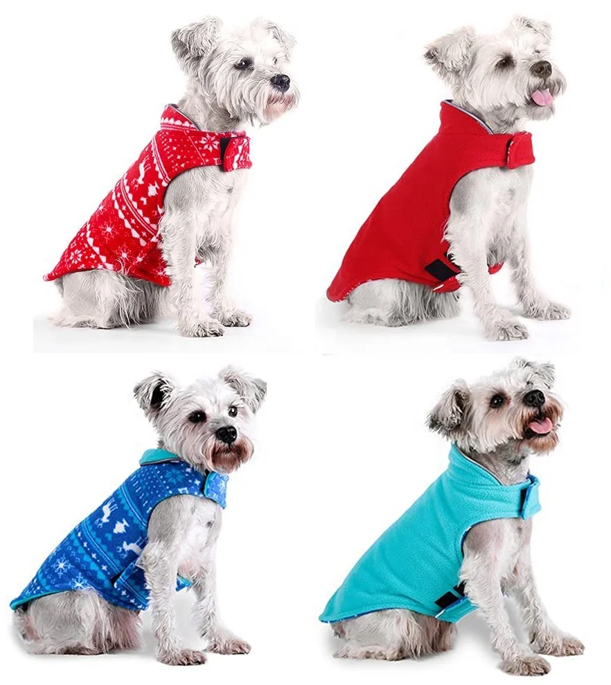 Reversible Pet Christmas Clothes Warm Vest Christmas Clothing Coat Year Costume for Puppy Chihuahua Dog New Anhui Fleece Winter