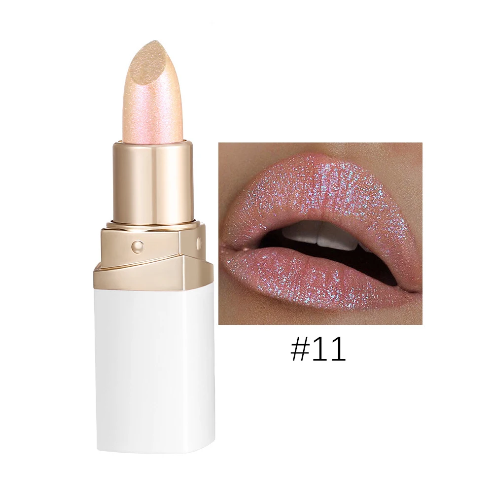 White Tube Non-slip Gradient Color Lip Glaze Pigments Pearlescent Shimmers Satin Matte Metallic Glitter Lipstick Private Label