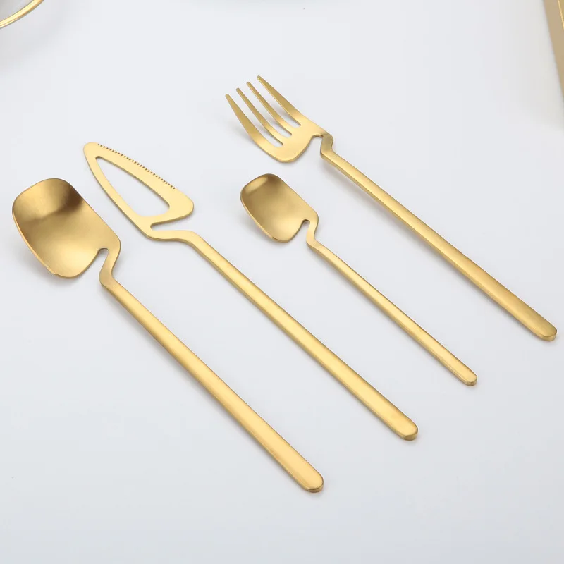 Wedding Party Silverware 4-Piece Stainless Steel Flatware Knife Spoon Fork Unique Cutlery Set
