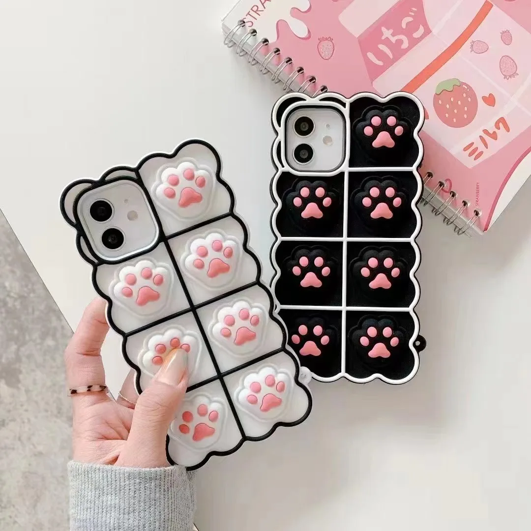 Amazon Hot Selling Stress Release Phone Case Cat Paw Design Protective Silicone Cover Fundas for iPhone 13 Pro Max 12 11 XS