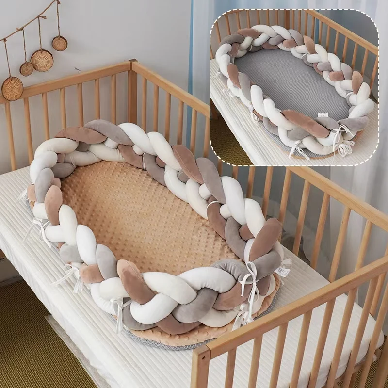 Removable and washable 100% cotton pink blue sleeping newborn baby nest bed bumper for cradle