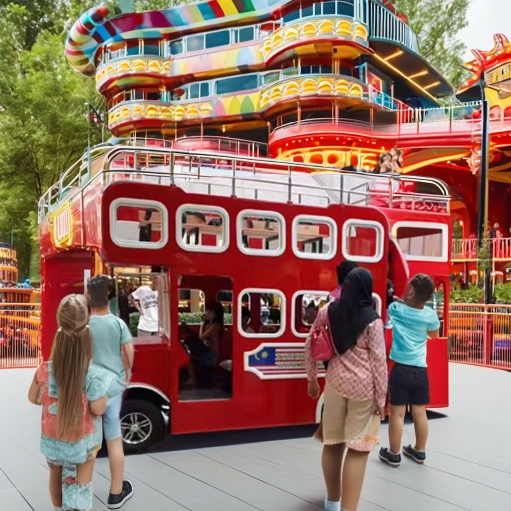 Double-Deck Electric Tourist Bus Ride for Kids Outdoor Amusement Park Attractions Shopping Malls