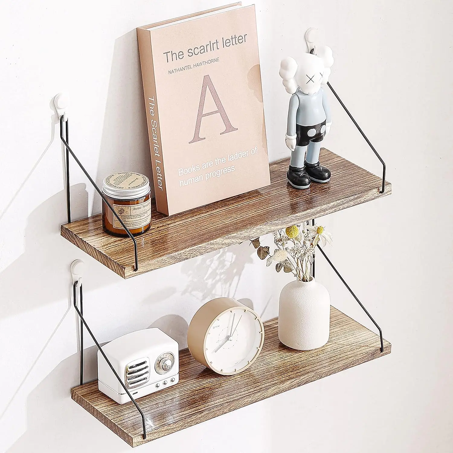 Solid wood floating wall frame 2 sets hanging large size natural wood 3 kinds of installation methods easy to install Wall Shelf