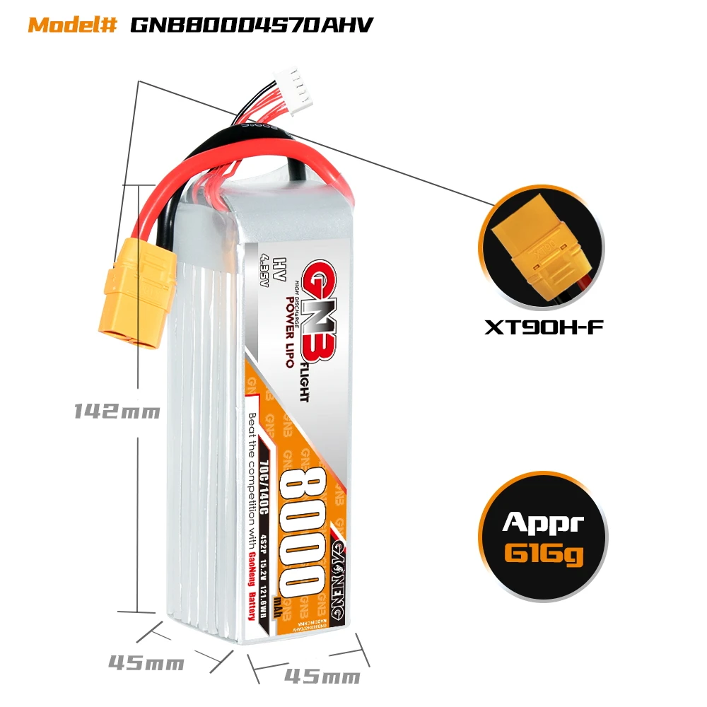 GNB GAONENG LiHV 8000 мАч 4S 15 2 В 70C 140C XT90 RC LiPo батарея для автомобиля FPV Дрон лодка мягкая упаковка