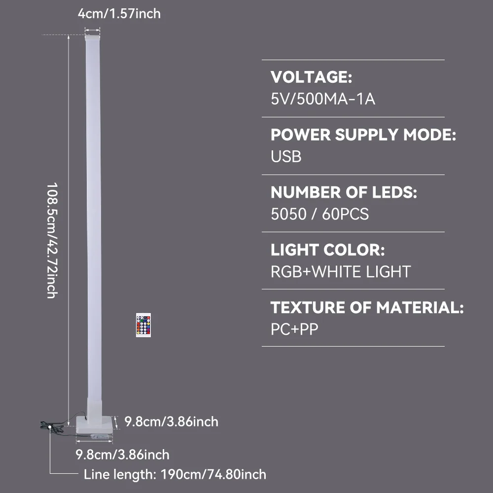 Modern Nordic LED Atmosphere Light RGB Colors Standing Lamp Remote&APP Hotels Standing Lamp Corner Light for Living Room