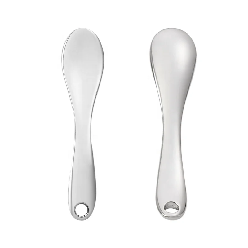 Skin Care Tools 7cm metal Cosmetic Face Mask Mixing Spoon Spatula with hole