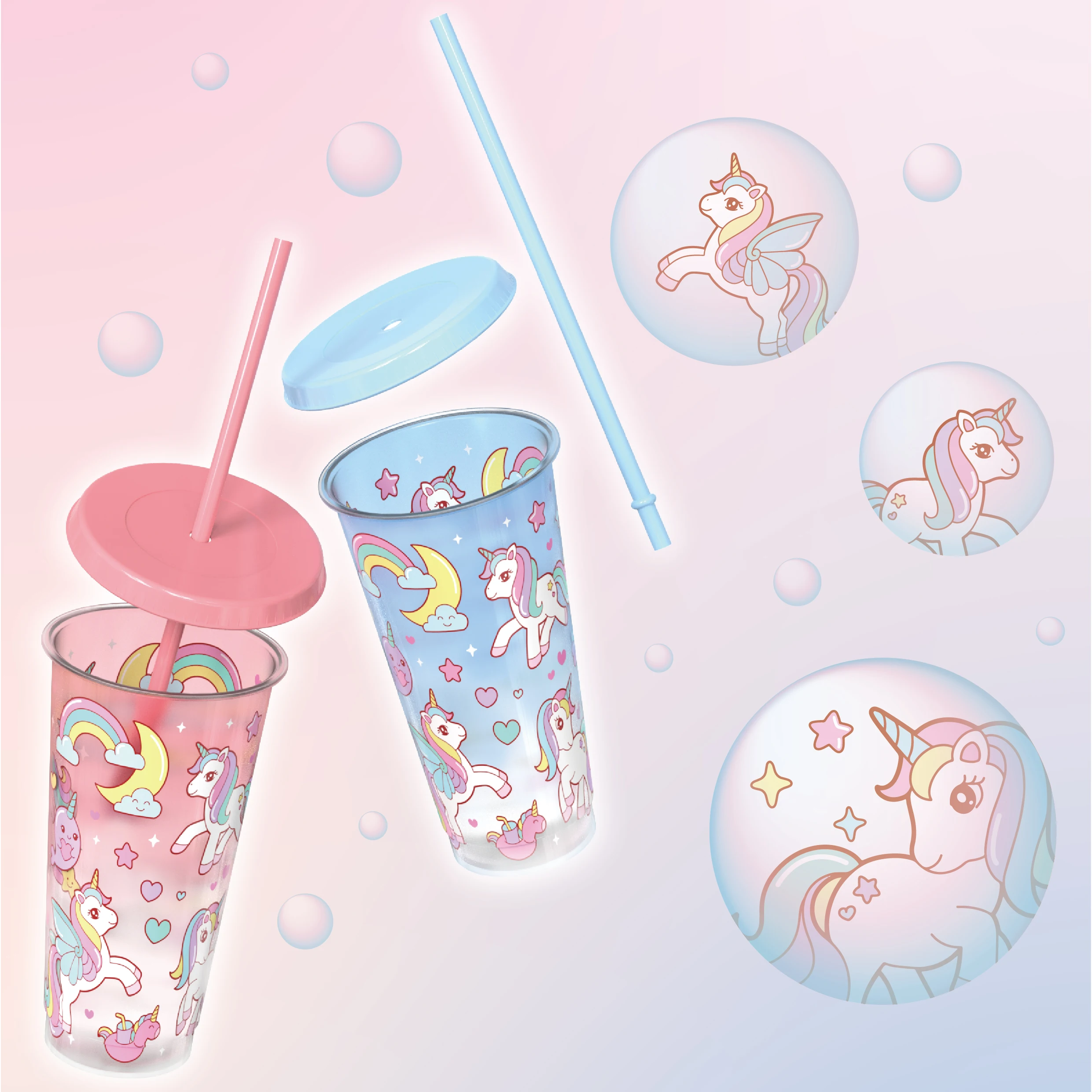 Magic summer colour cold color changing creative milk bottle straw tumbler sipper  girl water unicorn cup