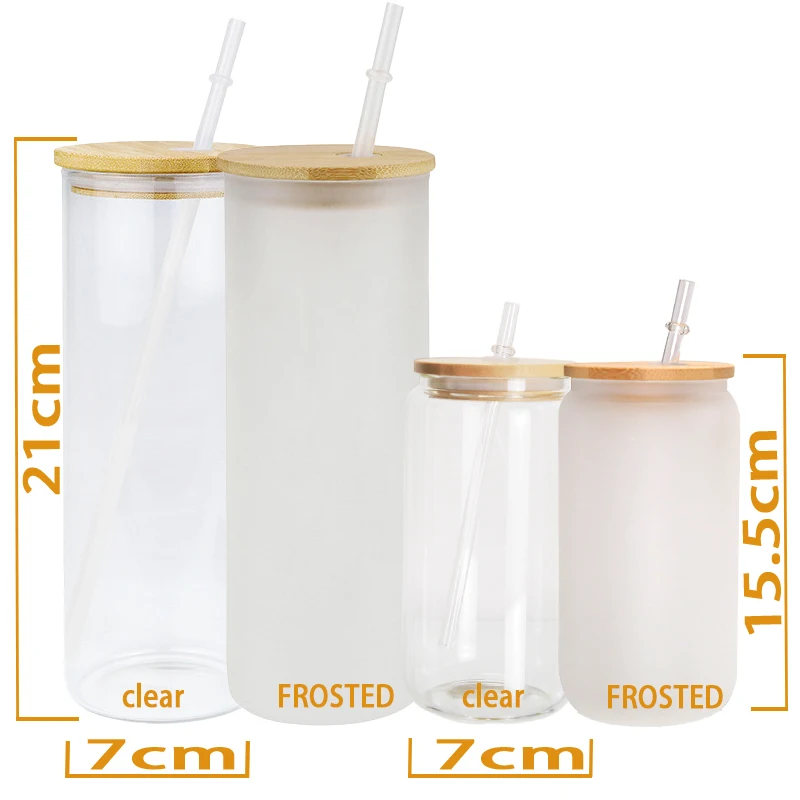 USA warehouse 25 oz clear shaped Beer Can Glasses Soda Cup Glass Cup with Bamboo Lid and Straw
