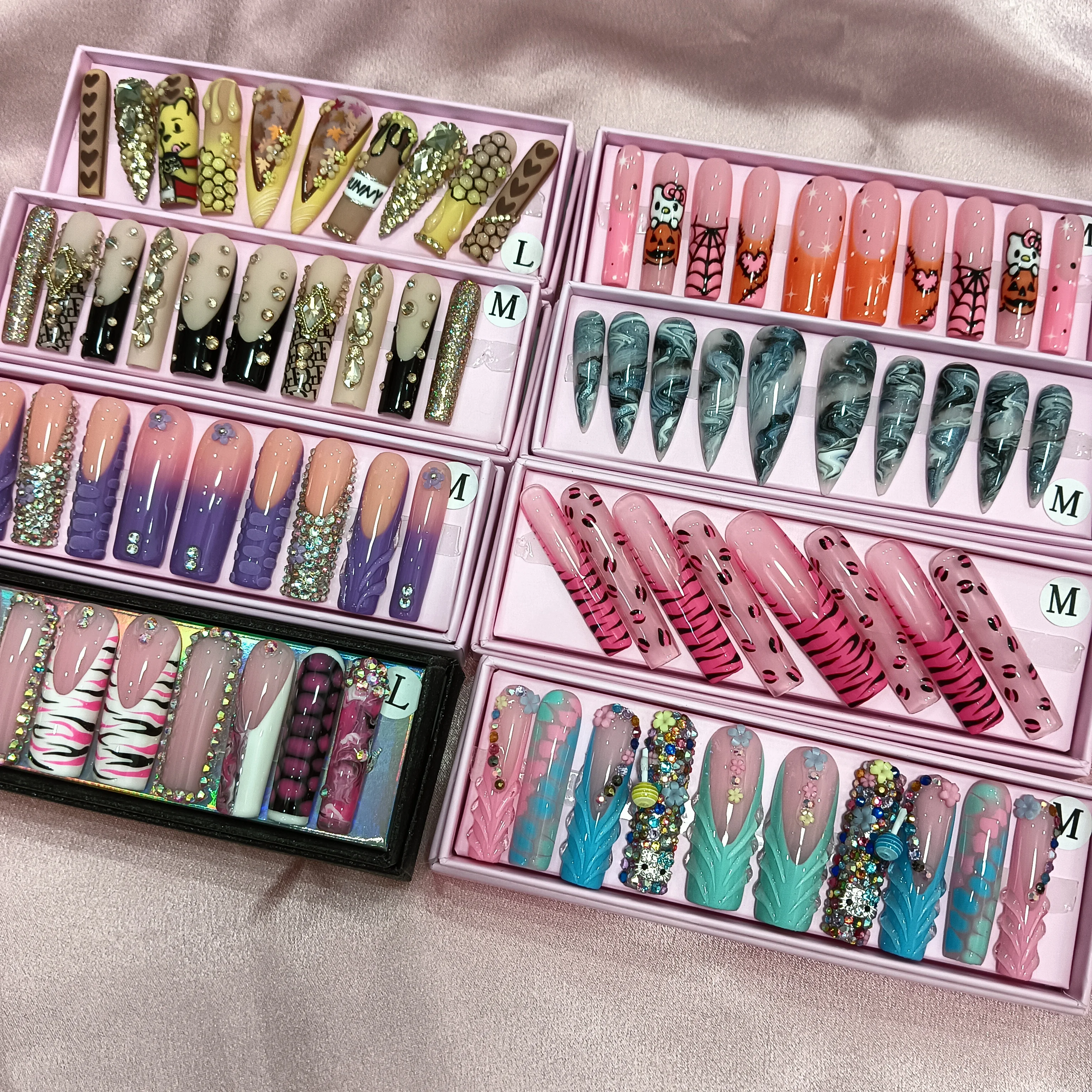 Customizable Designed Full Covered Press on Nails 100% Acrylic Nail Hand Paint XXL High Quality