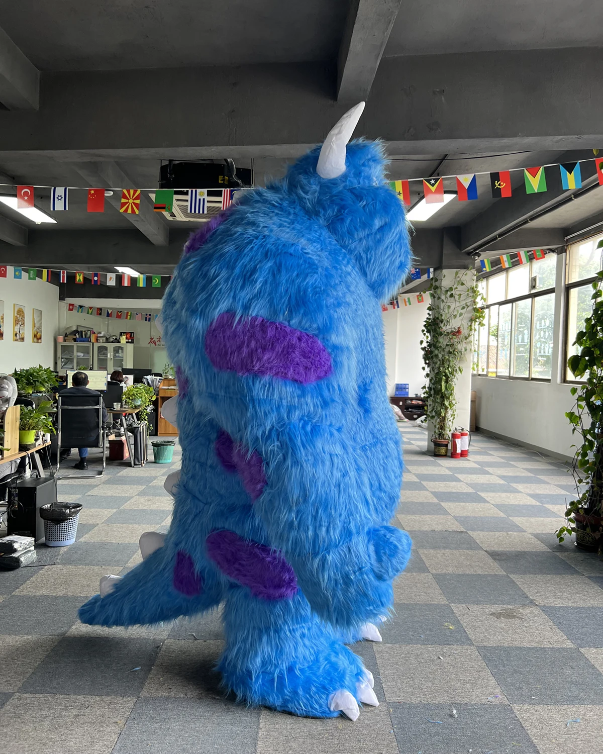 Unisex Adult Inflatable Monster Cartoon Character Sully Mascot Costume Halloween Rental Props