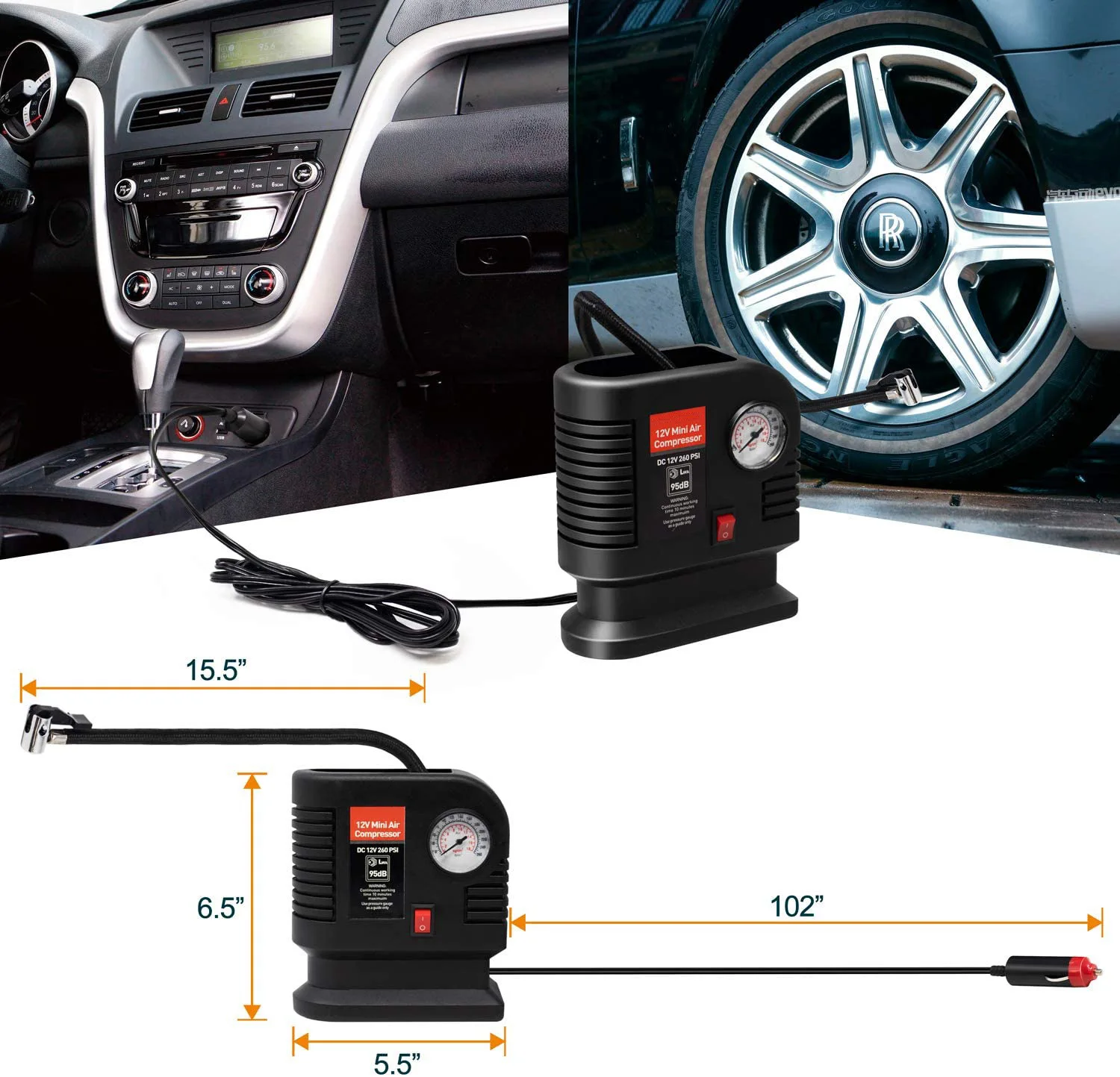 
Car compressor air pump air compressor tire inflator 250psi portable tire pump 