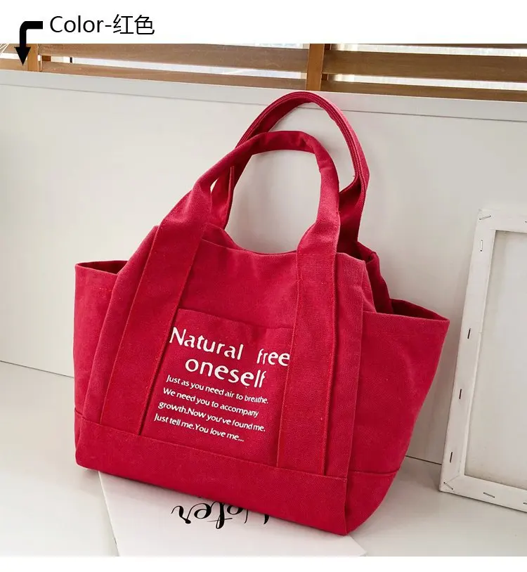 2021 Factory Direct Sales Thick Canvas Shopping Tote Ladies Shoulder Bags For Girls Students Commuter Bag Women Handbag For Sale