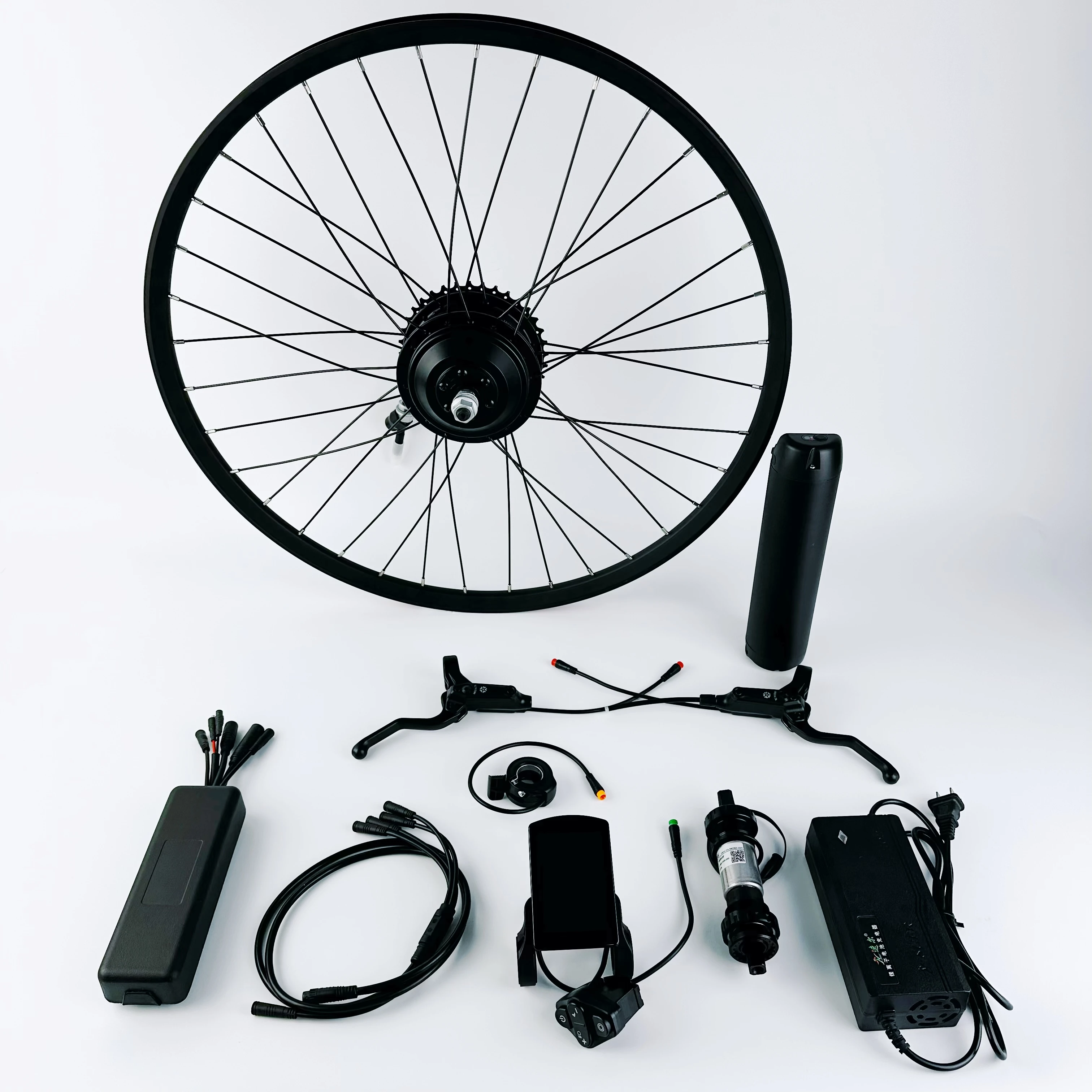 Electric Bicycle Kit 250W 36V Brushless Gearless Hub Motor LCD Display 700C Wheel Size Tube Lithium Battery 500W EBike Kit 48V