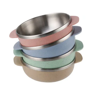 Многоразовая Пшеничная солома 304 из нержавеющей стали детская миска для риса Экологически чистая