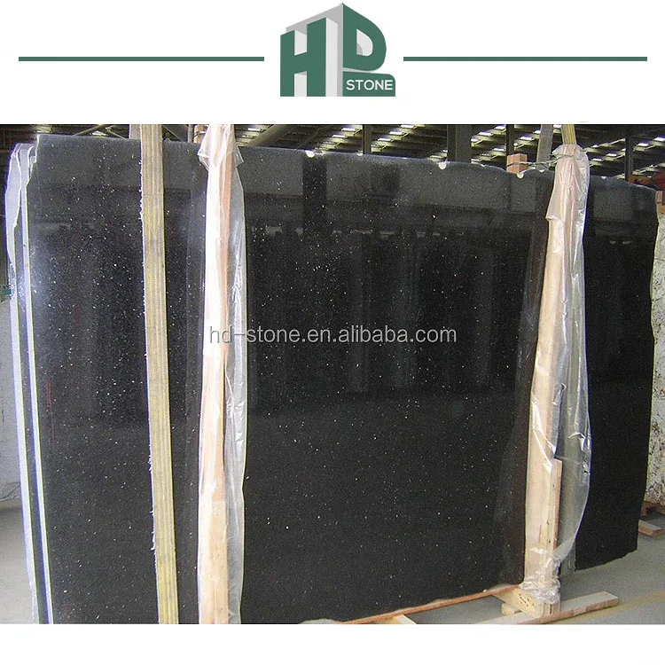 Polished Indian Black Star Galaxy Granite Slabs for Kitchen Countertops