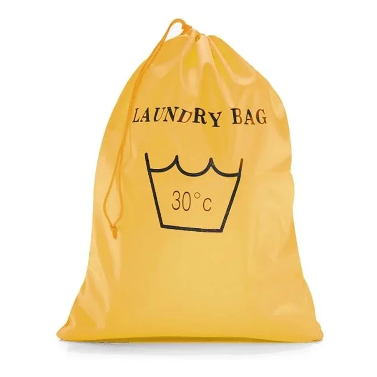 Foldable dustproof breathable camping travel long drawstring laundry bag