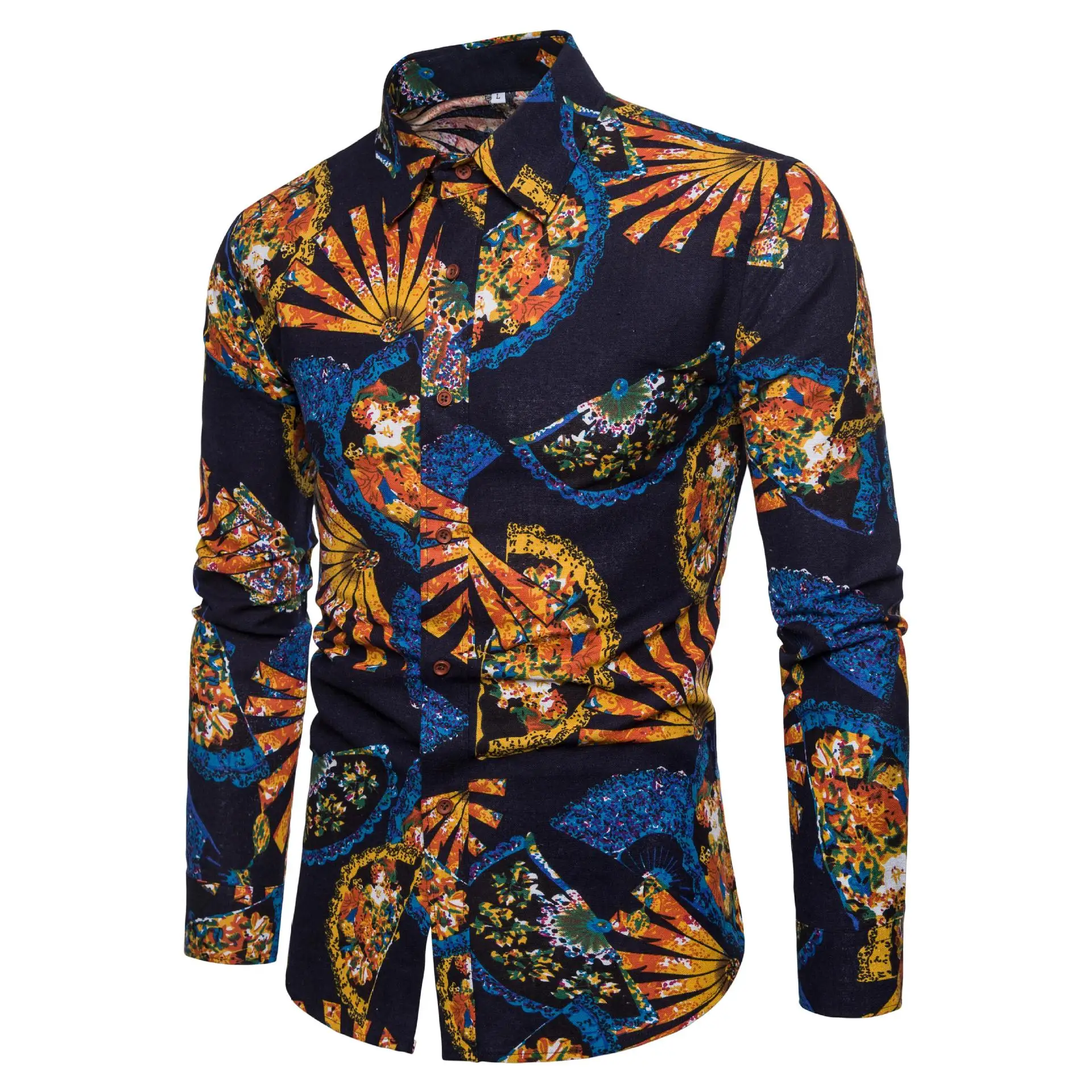 Wholesale Long Sleeve Solid Color Cotton Printing Casual Shirts For Men