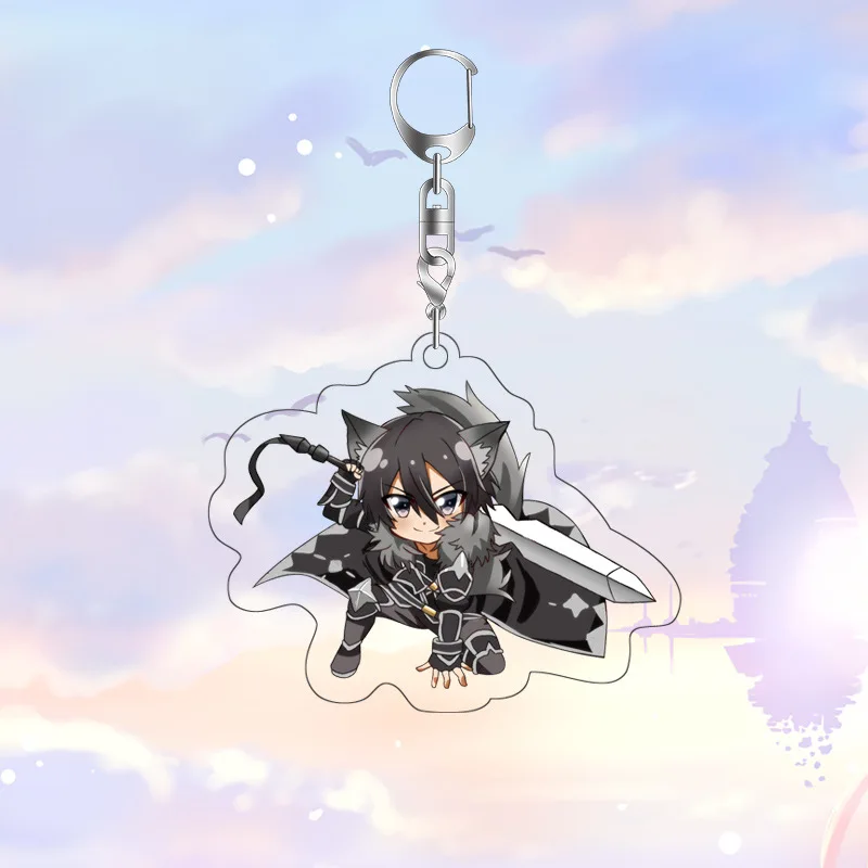Sword Art Online Peripheral Acrylic Keychain Anime Two-dimensional Peripheral Kirito Asuna Double-sided HD Pendant