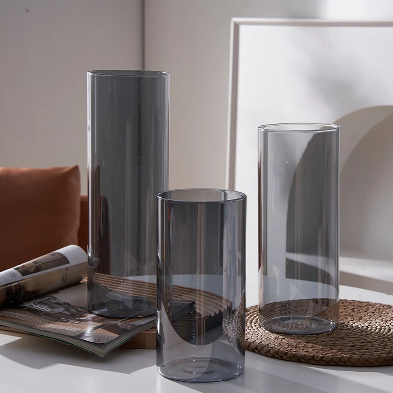 Wholesale Modern Transparent Glass Vases Tabletop Crystal Glass Vase Clear Cylinder Glass Vase For Home Decor