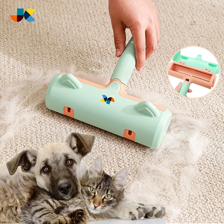 JC Eco-friendly Reusable Portable Custom Logo Pet Grooming Dog Brush Cat Lint Roller Pet Hair Remover Roller for Cleaning