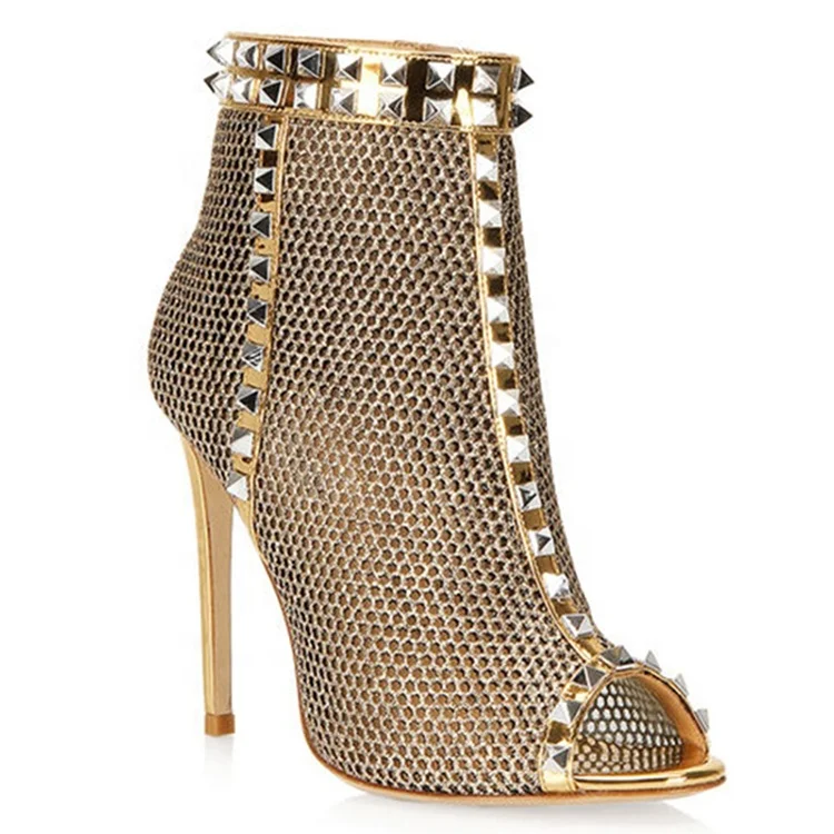 Женские сандалии с заклепками 2021, дизайнерские женские ботинки на высоком каблуке, ботильоны, женская обувь, летние сандалии