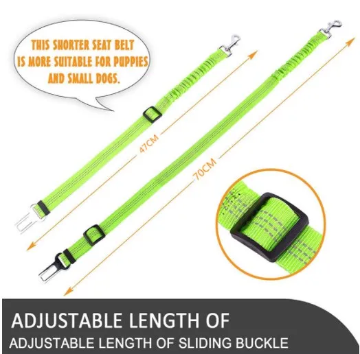 Retractable Safety car seat belt leash for dog travel set with metal buckle Reflective 2023 new product accessory