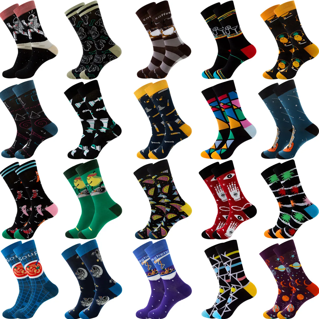 Mens fashion socks trend crew fancy dress socks funny cotton Custom made colorful men socks