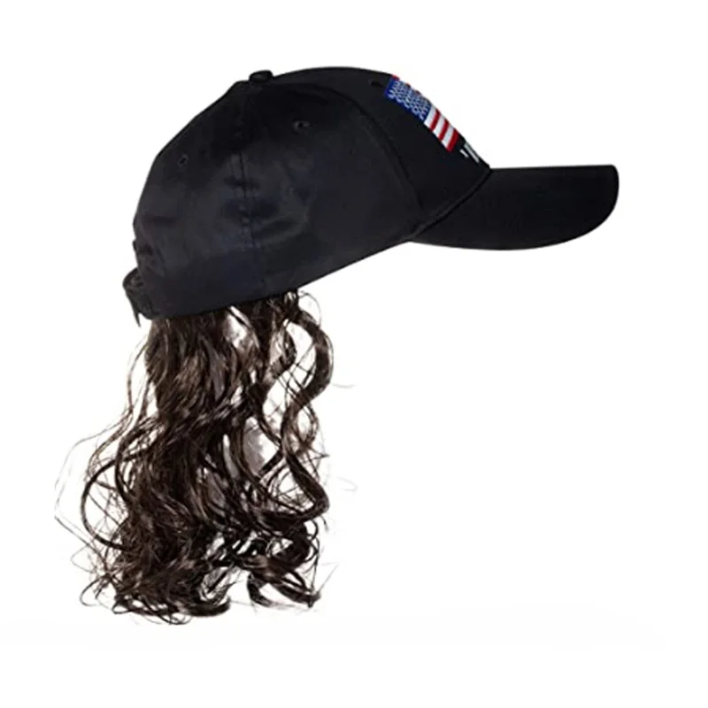 Fashionable Baseball Cap Hat Wig Long Straight Hairpiece Outdoor Travel Wig Hats Hair Wigs With Hats