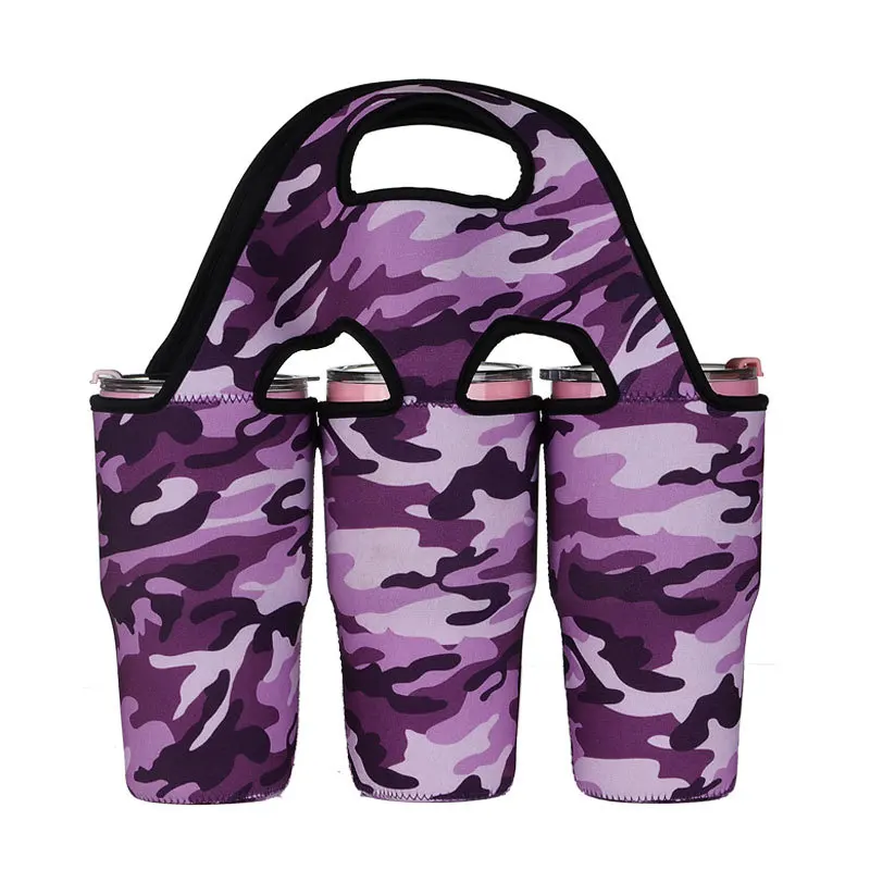 3 Pack Bottle Can Carrier Tote Insulated Neoprene Baby Bottle Cooler Bag Water Beer Bottle Holder Cans Carrier for 30oz tumbler