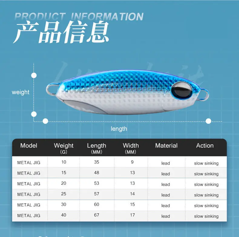 Metal Jig 10g 15g 20g 25g 30g 40g Fishing Lure Assist Jigging Hook Lures Pesca Mar Slow Pitch Jig