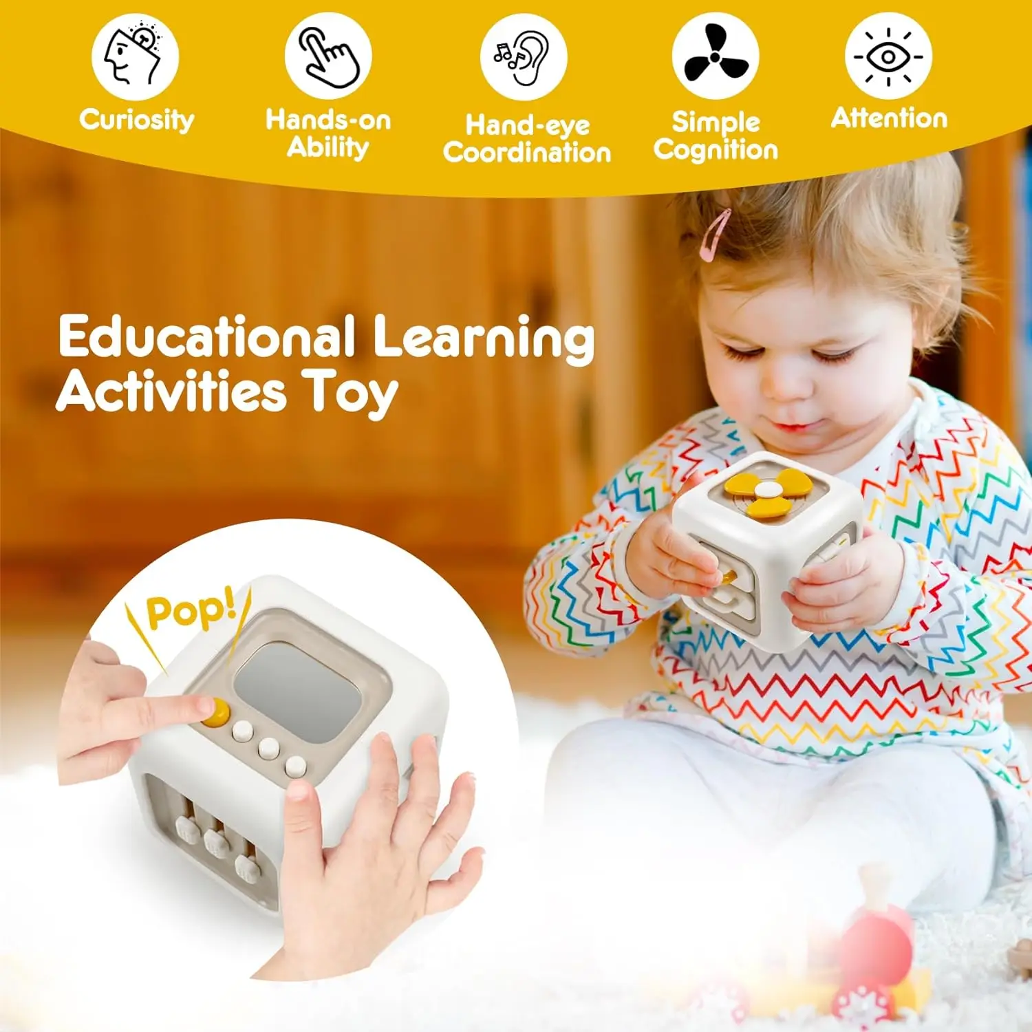6 in 1 Sensory Busy Cube baby Activity busy Cube Learning Toy for Toddlers Babies Birthday Gifts