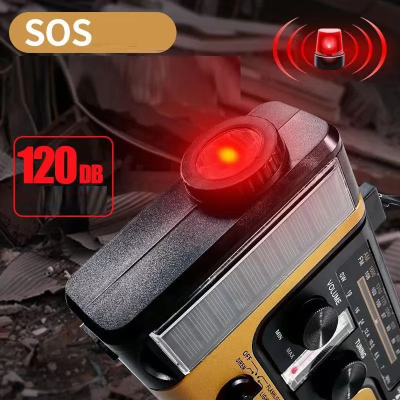 2023 New Arrival Hand Crank AAA Battery USB Solar Powered Emergency noaa Weather Radio SOS Alert AM FM SW  Radio