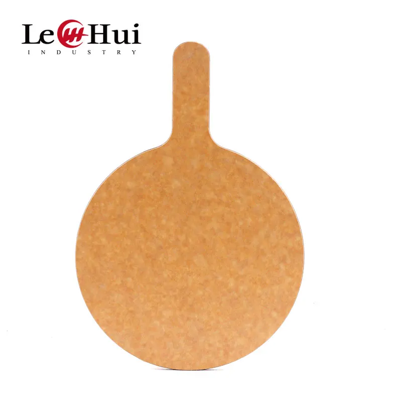 High quality recycle wooden pizza tray round 10inch pizza slice tray with handle pizza serving tray cutting board
