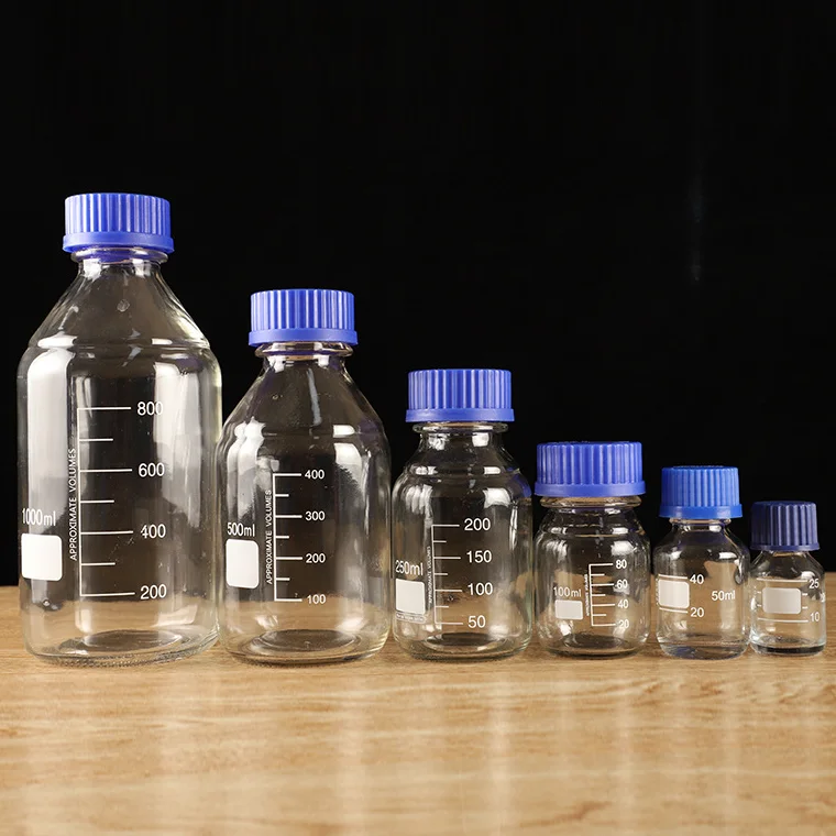 60ml 125ml 250ml 500ml 1000ml thick-walled narrow mouth reagent bottle, lab use chemical glass reagent bottle